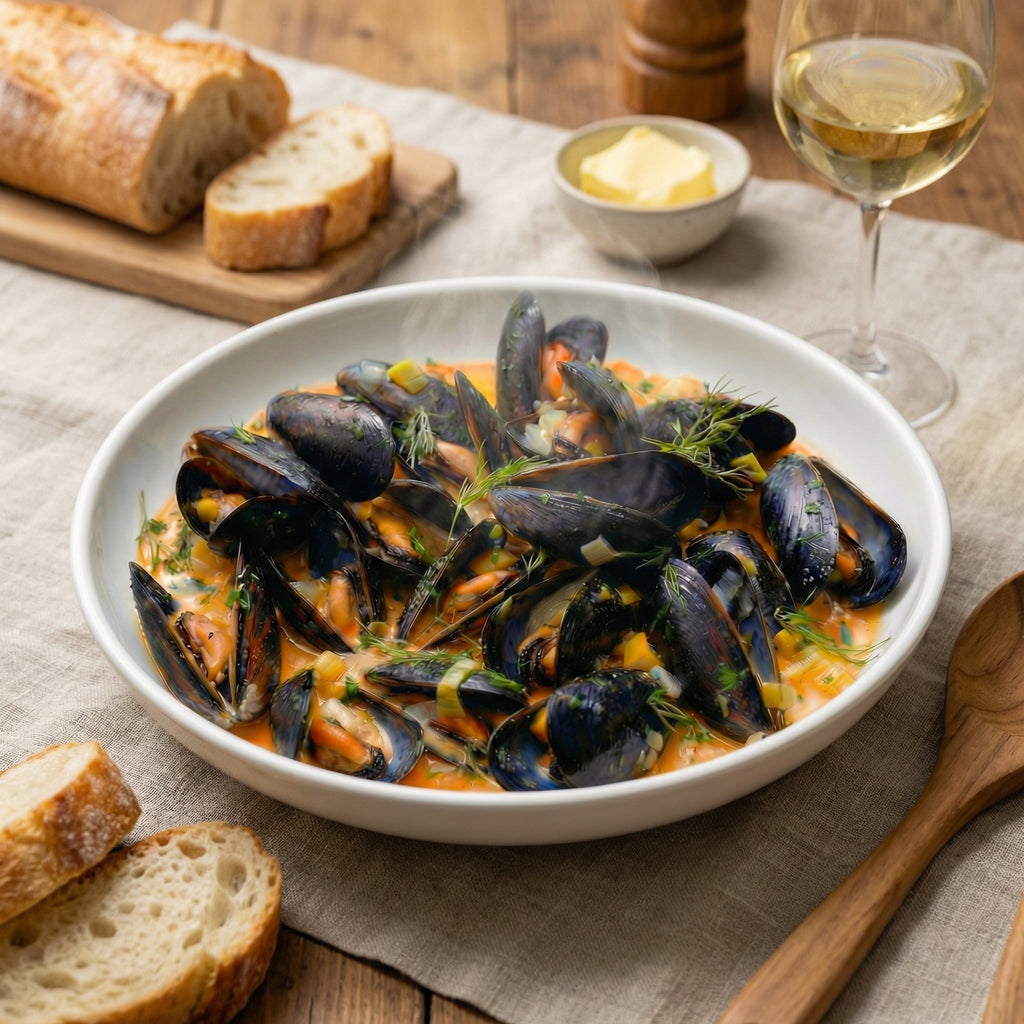 Frozen Blue Mussels in Half Shell